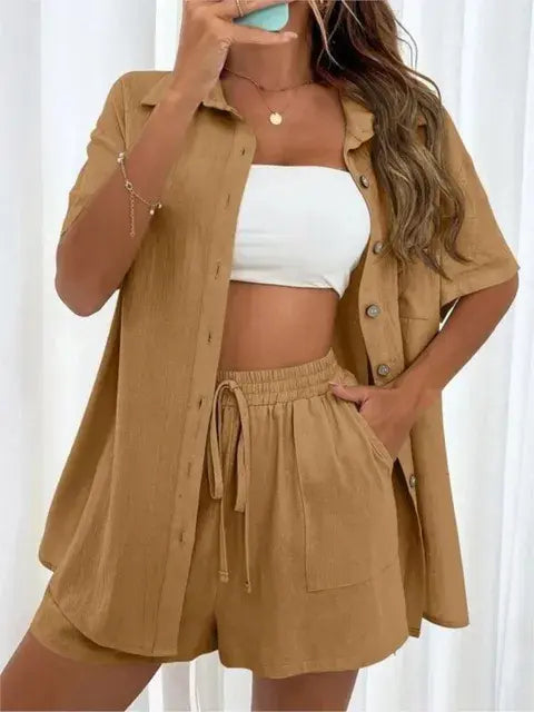 Linen Shorts Casual Set